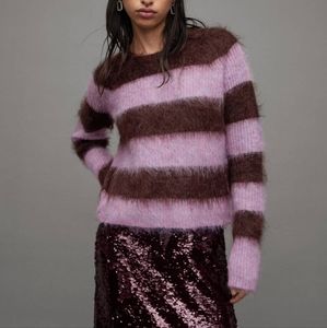 All Saints Lou Lilac Purple Striped Sweater